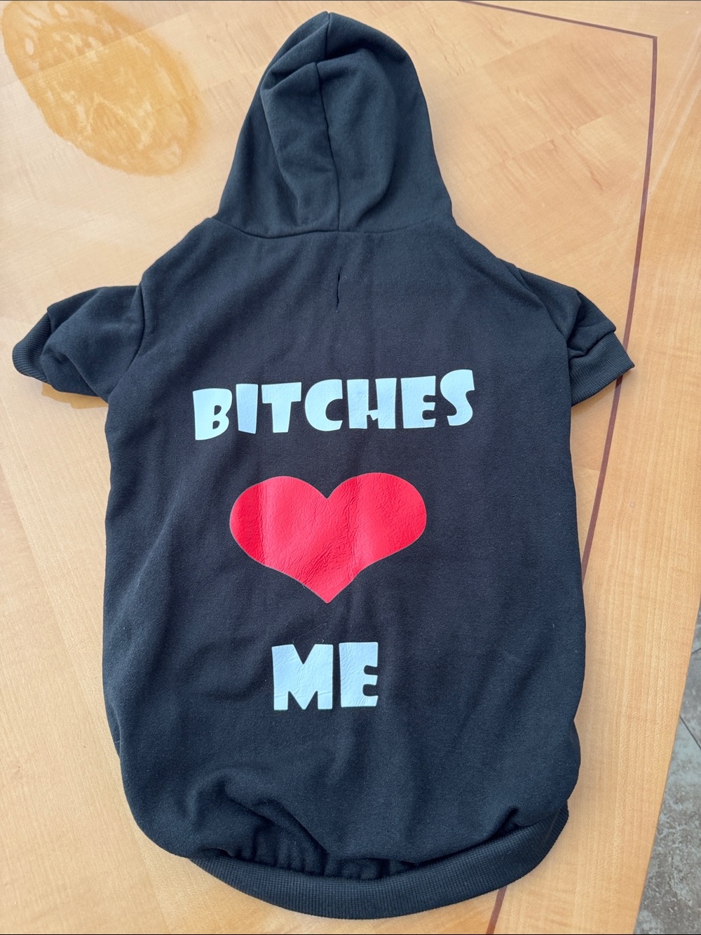Pet Dogs Black Hoodie with Red Heart Graphic size l
